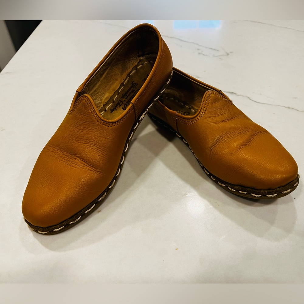 Sabah handmade tan leather shoes size 39